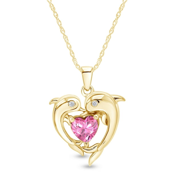 Jewel Zone US Simulated Ruby & White Cubic Zirconia Heart Pendant Necklace in 14k Gold Over Sterling Silver Jewel Zone US Simulated Ruby & White Cubic Zirconia Heart Pendant Necklace in 14k Gold Over Sterling Silver